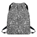 Grey And White Totem Pattern Print Drawstring Backpack