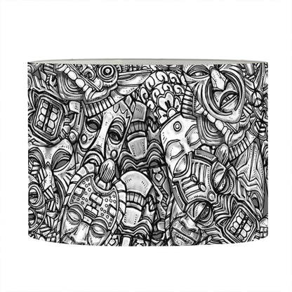 Grey And White Totem Pattern Print Drum Lamp Shade