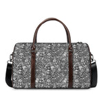 Grey And White Totem Pattern Print Duffle Bag