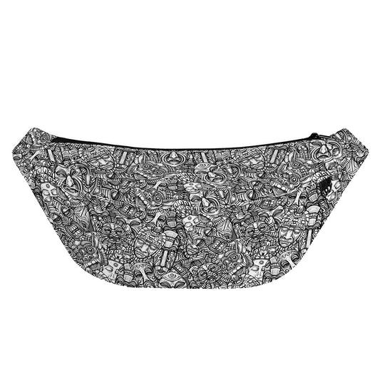 Grey And White Totem Pattern Print Fanny Pack