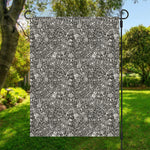 Grey And White Totem Pattern Print Garden Flag