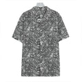 Grey And White Totem Pattern Print Hawaiian Shirt