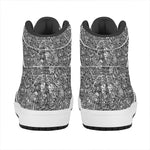 Grey And White Totem Pattern Print High Top Leather Sneakers