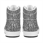 Grey And White Totem Pattern Print High Top Leather Sneakers