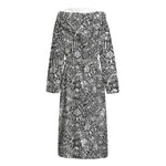 Grey And White Totem Pattern Print Hooded Bathrobe