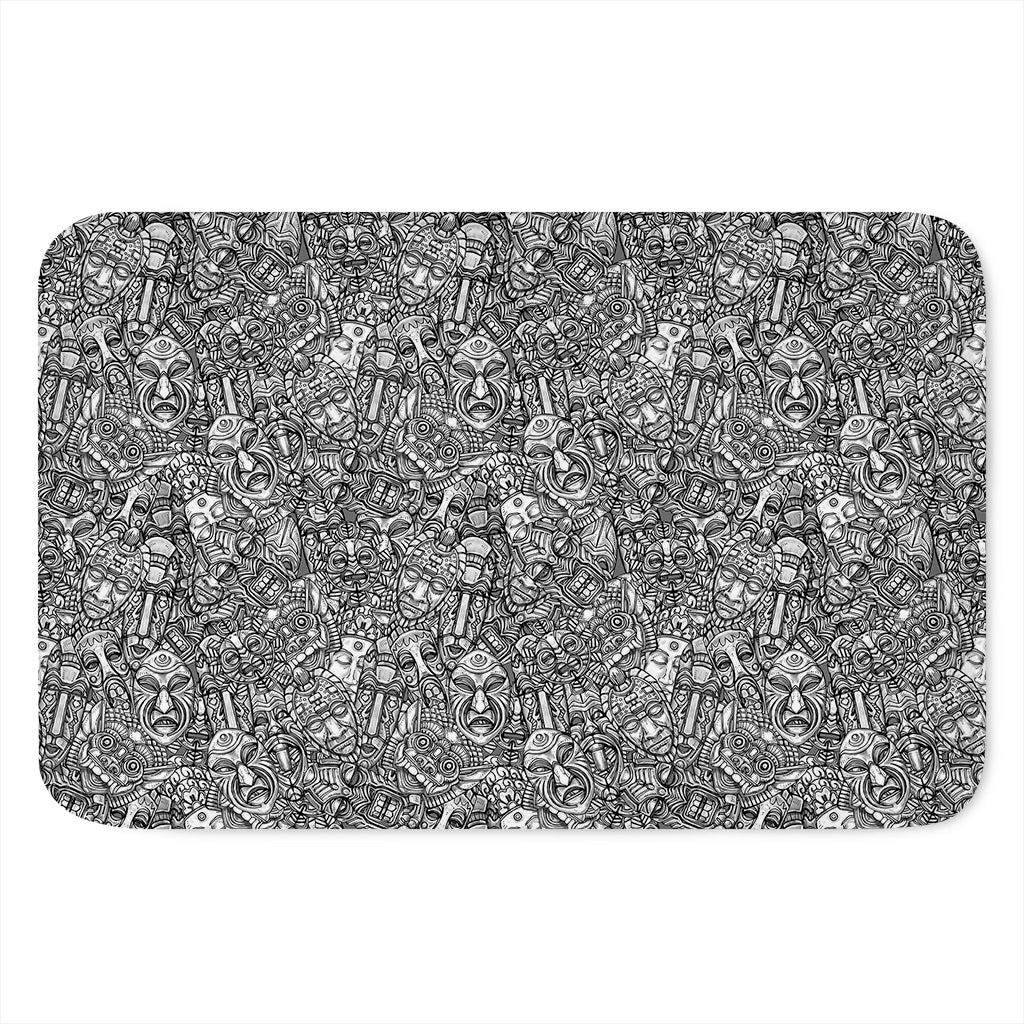 Grey And White Totem Pattern Print Indoor Door Mat