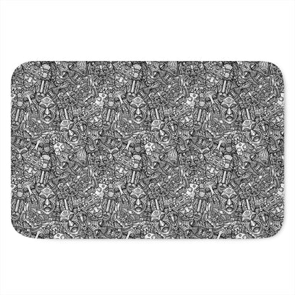 Grey And White Totem Pattern Print Indoor Door Mat