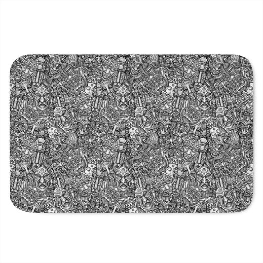 Grey And White Totem Pattern Print Indoor Door Mat