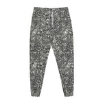 Grey And White Totem Pattern Print Jogger Pants