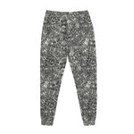 Grey And White Totem Pattern Print Jogger Pants