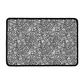 Grey And White Totem Pattern Print Kitchen Mat