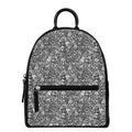 Grey And White Totem Pattern Print Leather Backpack