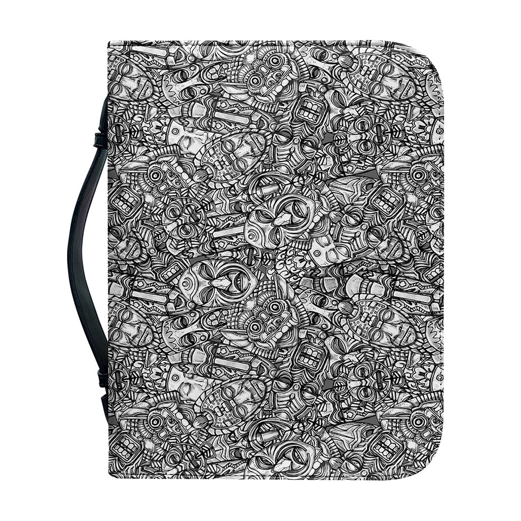 Grey And White Totem Pattern Print Leather Bible Cover