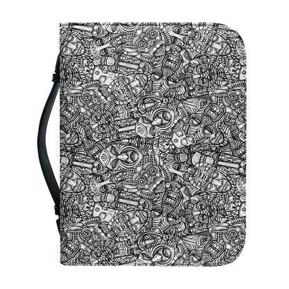 Grey And White Totem Pattern Print Leather Bible Cover