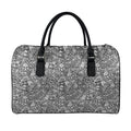 Grey And White Totem Pattern Print Leather Duffel Bag