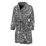 Grey And White Totem Pattern Print Men's Bathrobe