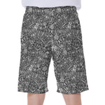 Grey And White Totem Pattern Print Men's Beach Shorts