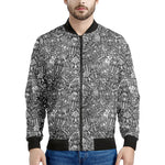 Grey And White Totem Pattern Print Men's Bomber Jacket