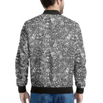 Grey And White Totem Pattern Print Men's Bomber Jacket
