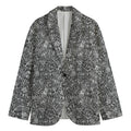 Grey And White Totem Pattern Print Men's Cotton Blazer