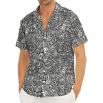 Grey And White Totem Pattern Print Men's Deep V-Neck Shirt