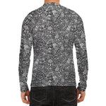 Grey And White Totem Pattern Print Men's Long Sleeve Rash Guard