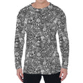 Grey And White Totem Pattern Print Men's Long Sleeve T-Shirt