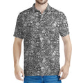 Grey And White Totem Pattern Print Men's Polo Shirt