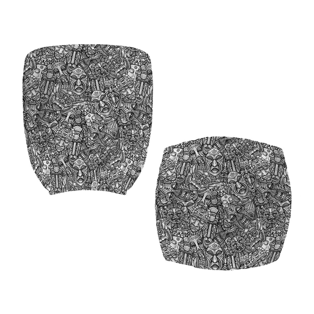 Grey And White Totem Pattern Print Office Chair Cover