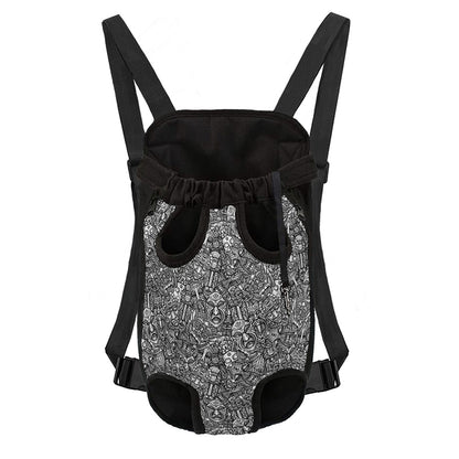 Grey And White Totem Pattern Print Pet Carrier Backpack
