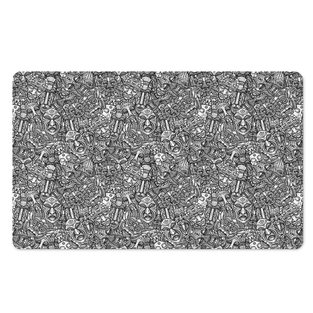 Grey And White Totem Pattern Print Polyester Doormat