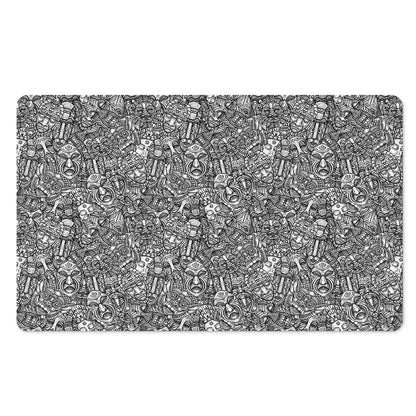 Grey And White Totem Pattern Print Polyester Doormat