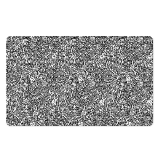 Grey And White Totem Pattern Print Polyester Doormat
