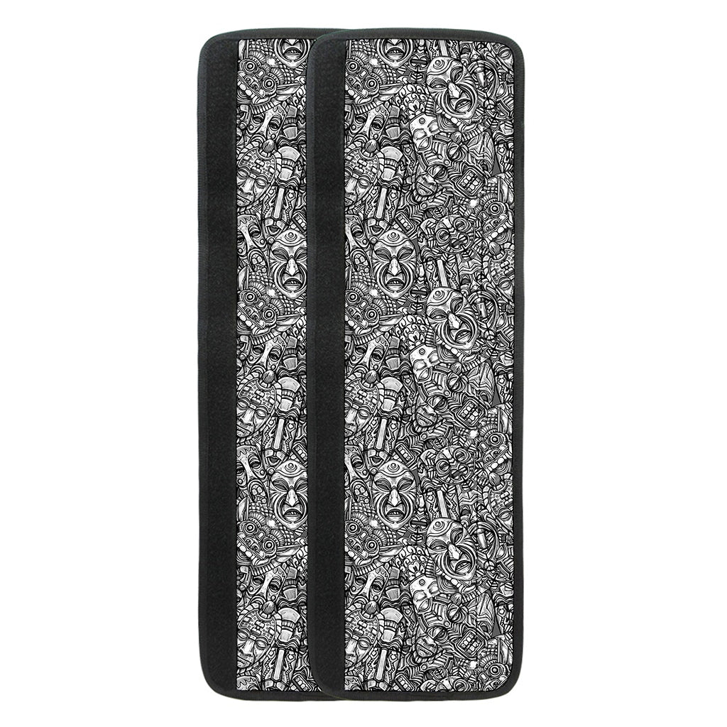 Grey And White Totem Pattern Print Refrigerator Handle Covers