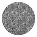 Grey And White Totem Pattern Print Round Blanket