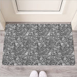 Grey And White Totem Pattern Print Rubber Doormat