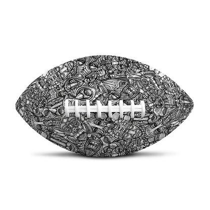 Grey And White Totem Pattern Print Rugby Ball