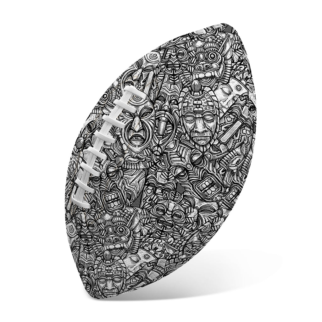 Grey And White Totem Pattern Print Rugby Ball