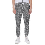 Grey And White Totem Pattern Print Scuba Joggers