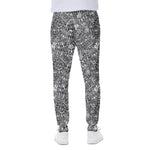 Grey And White Totem Pattern Print Scuba Joggers