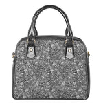 Grey And White Totem Pattern Print Shoulder Handbag