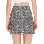 Grey And White Totem Pattern Print Side Slit Mini Skirt