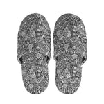 Grey And White Totem Pattern Print Slippers