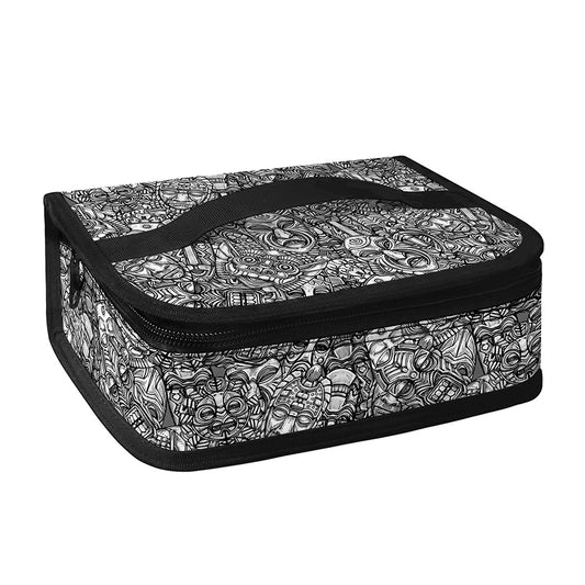 Grey And White Totem Pattern Print Small Lunch Bag