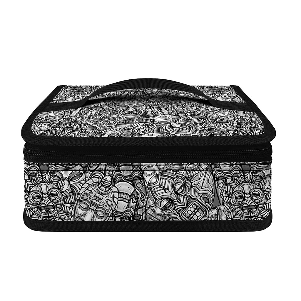 Grey And White Totem Pattern Print Small Lunch Bag
