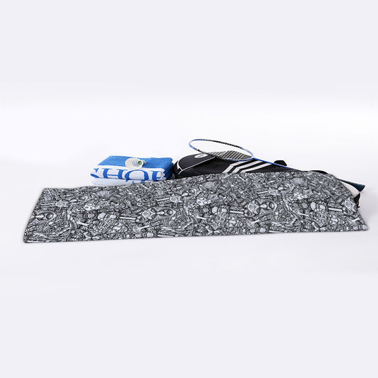 Grey And White Totem Pattern Print Sports Towel