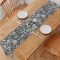 Grey And White Totem Pattern Print Table Runner