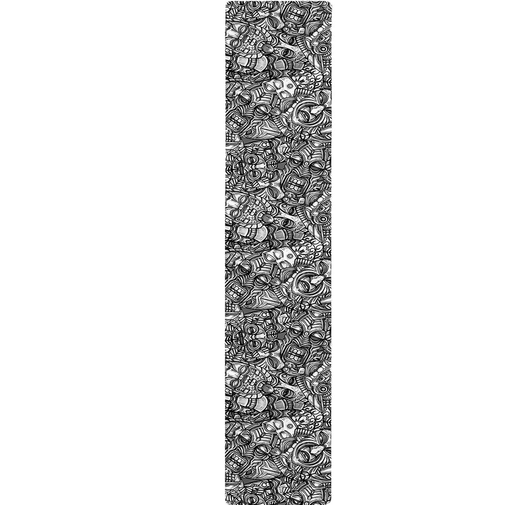 Grey And White Totem Pattern Print Table Runner