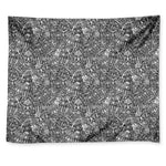 Grey And White Totem Pattern Print Tapestry