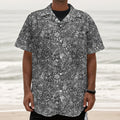 Grey And White Totem Pattern Print Textured Short Sleeve Shirt